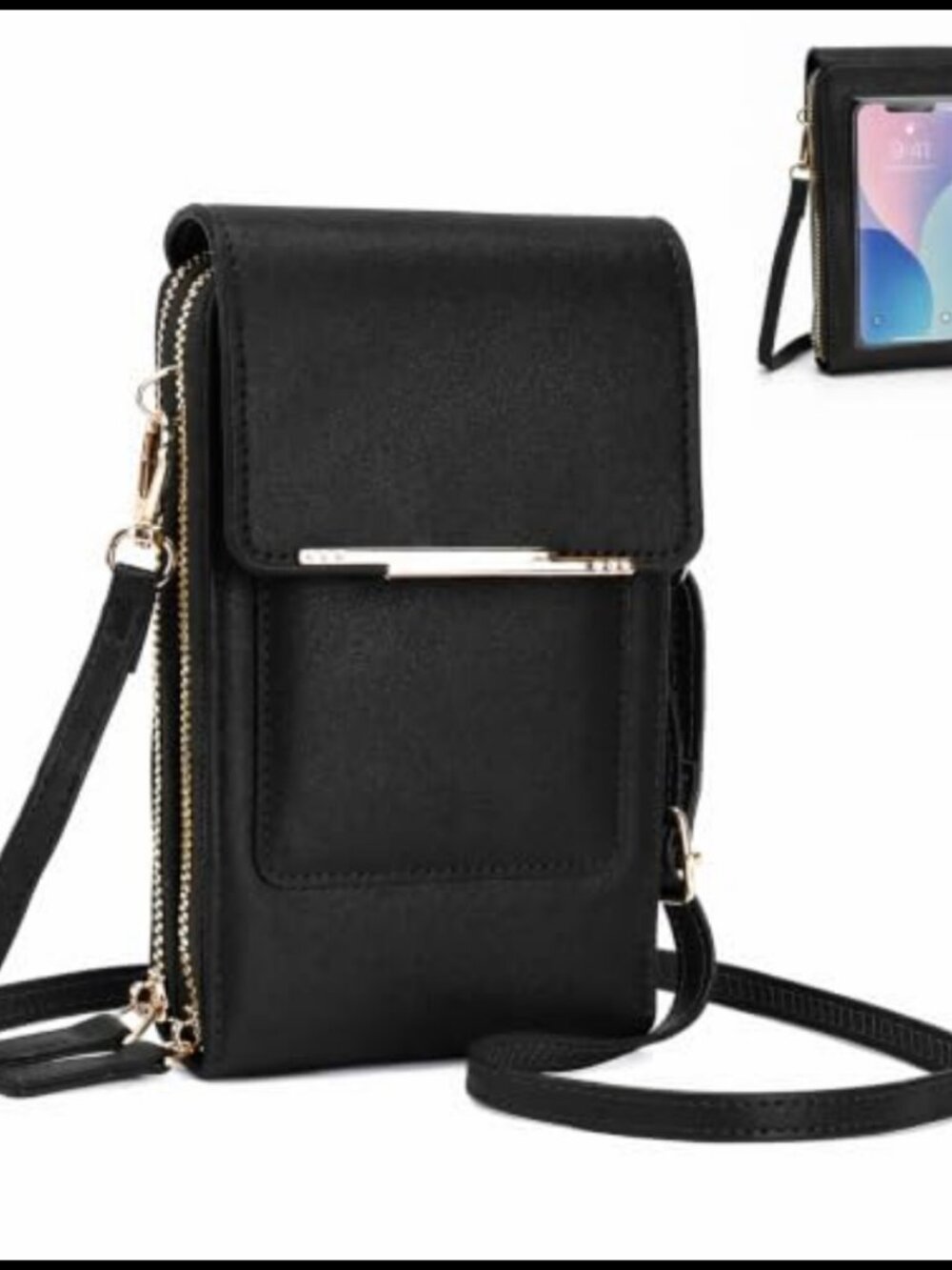 Crossbody Phone Purse Small Anti-Theft PU Leather Wallet Adjustable Strap